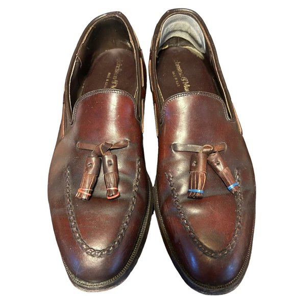 Vtg Johnston Murphy Burgundy Shell Cordovan Tassel Apron Toe Loafers Mens 9 C/A main image 16